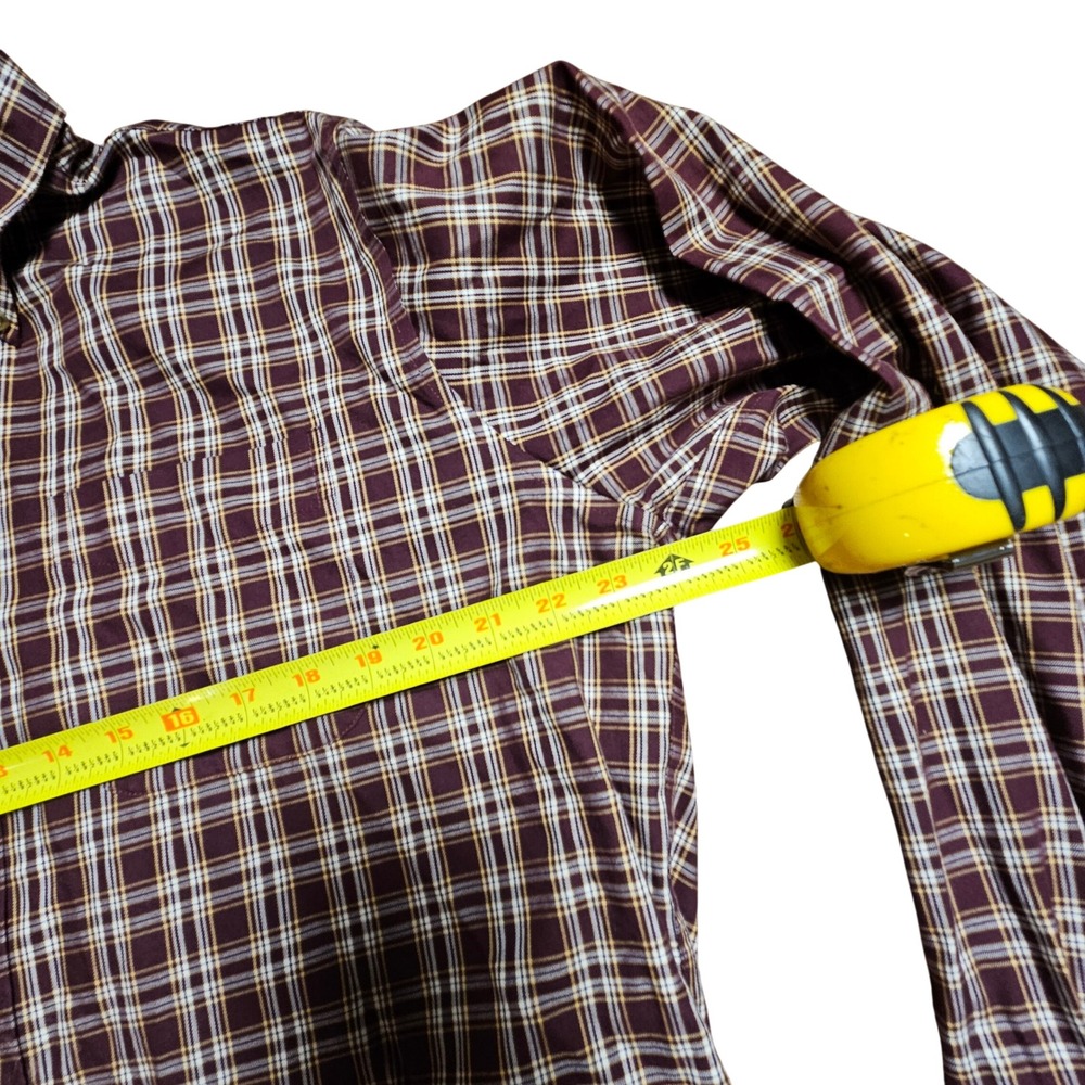 LL Bean Mens Plaid Long Sleeve Button Down Shirt L Tall Maroon Cotton Prep - Picture 7 of 7